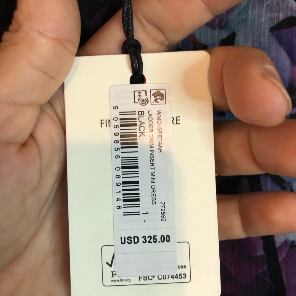 Ted Baker Dress $325 NWT Gretaah ladder trim mini dress black pink purple XS/1 - Picture 10 of 11